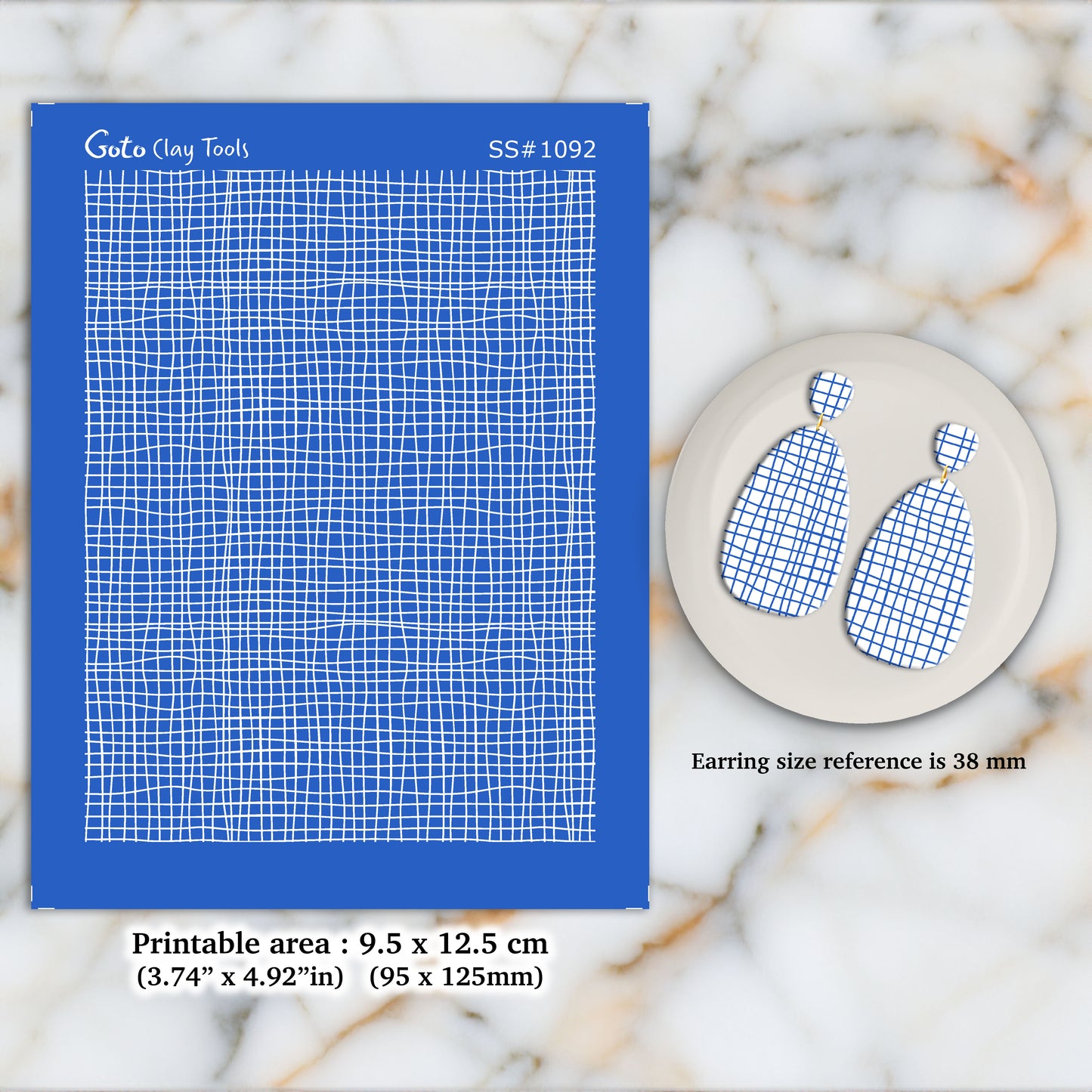 Wavy grid line pattern Silkscreen for Polymer Clay Earring making, Clay Stencils, Clay Earring Silkscreen, Polymer Clay Supplies SS#1092