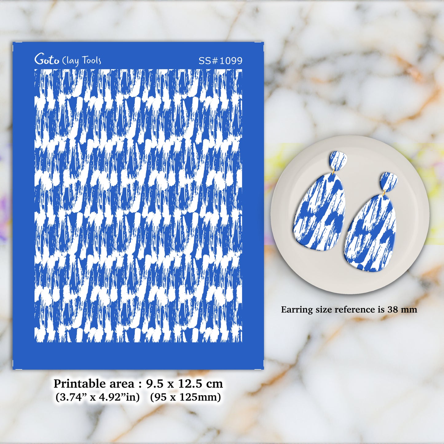 Abstract strokes pattern Silkscreen for Polymer Clay Earring making, Clay Stencils, Clay Earring Silkscreen, Polymer Clay Supplies SS#1099