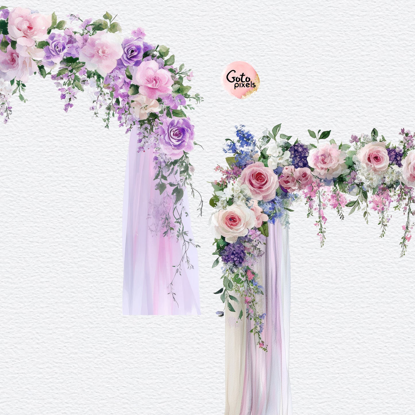 Watercolor wedding arches - demo digital listing
