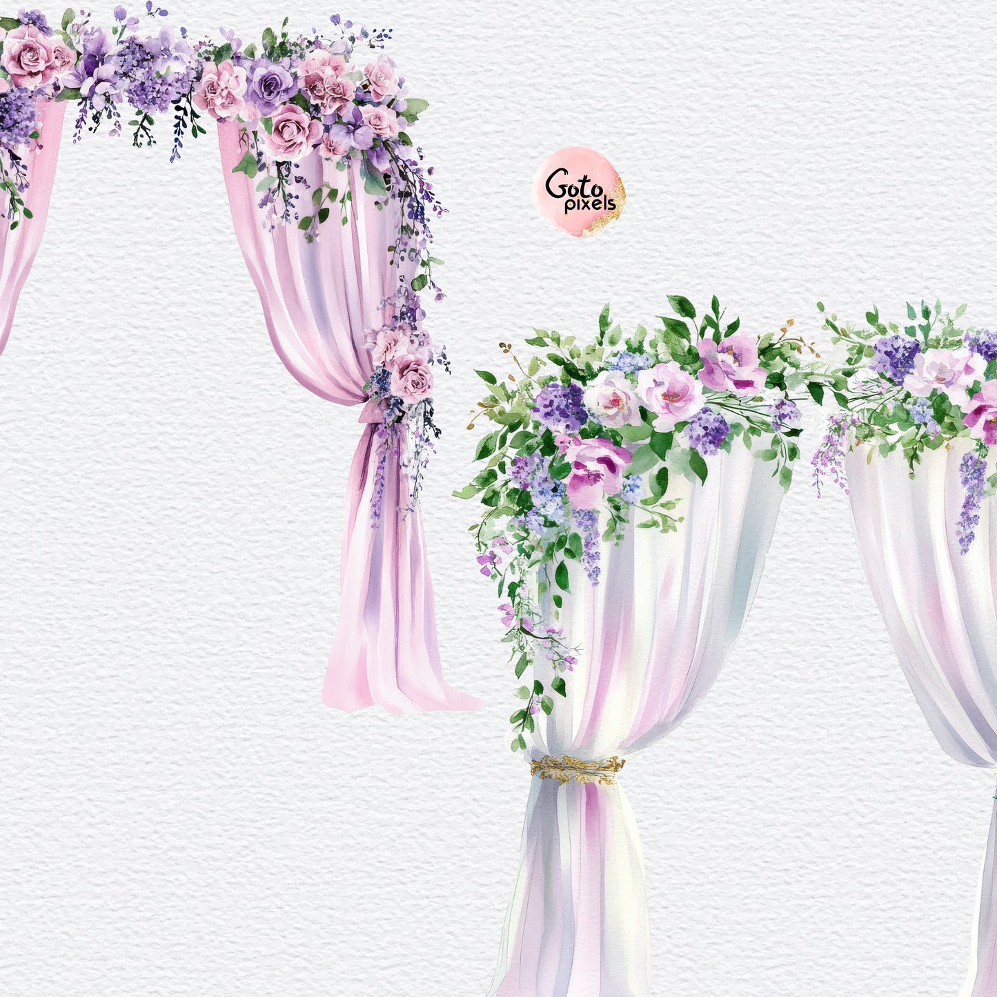 Watercolor wedding arches - demo digital listing
