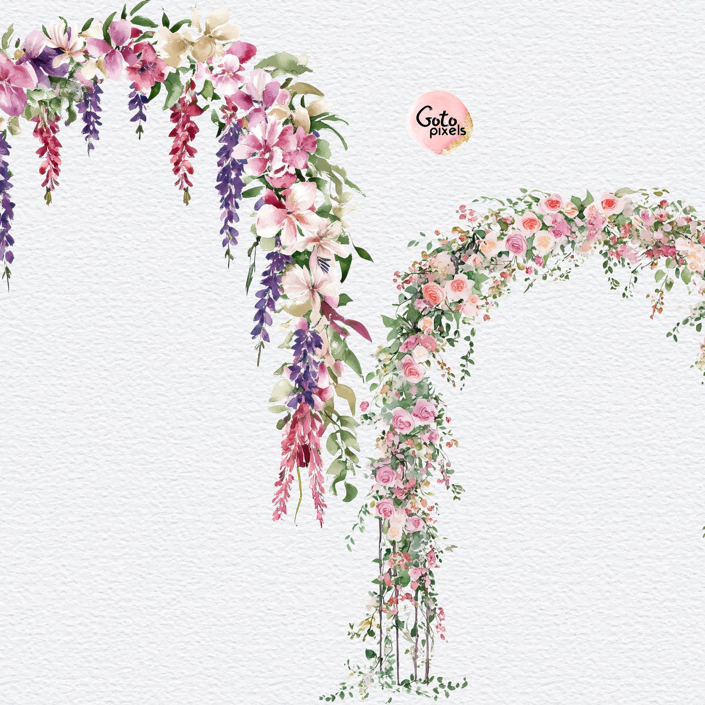 Watercolor wedding arches - demo digital listing