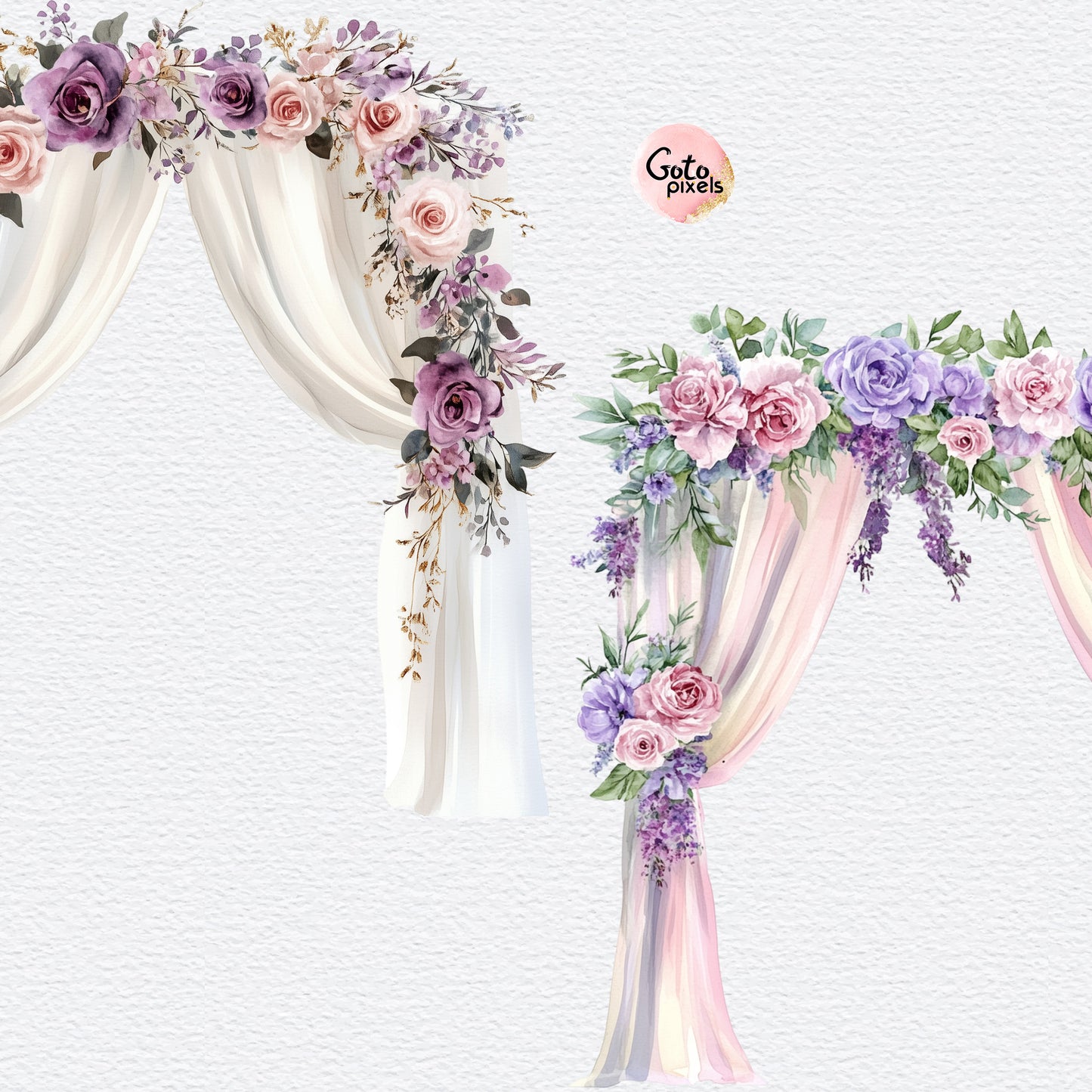 Watercolor wedding arches - demo digital listing