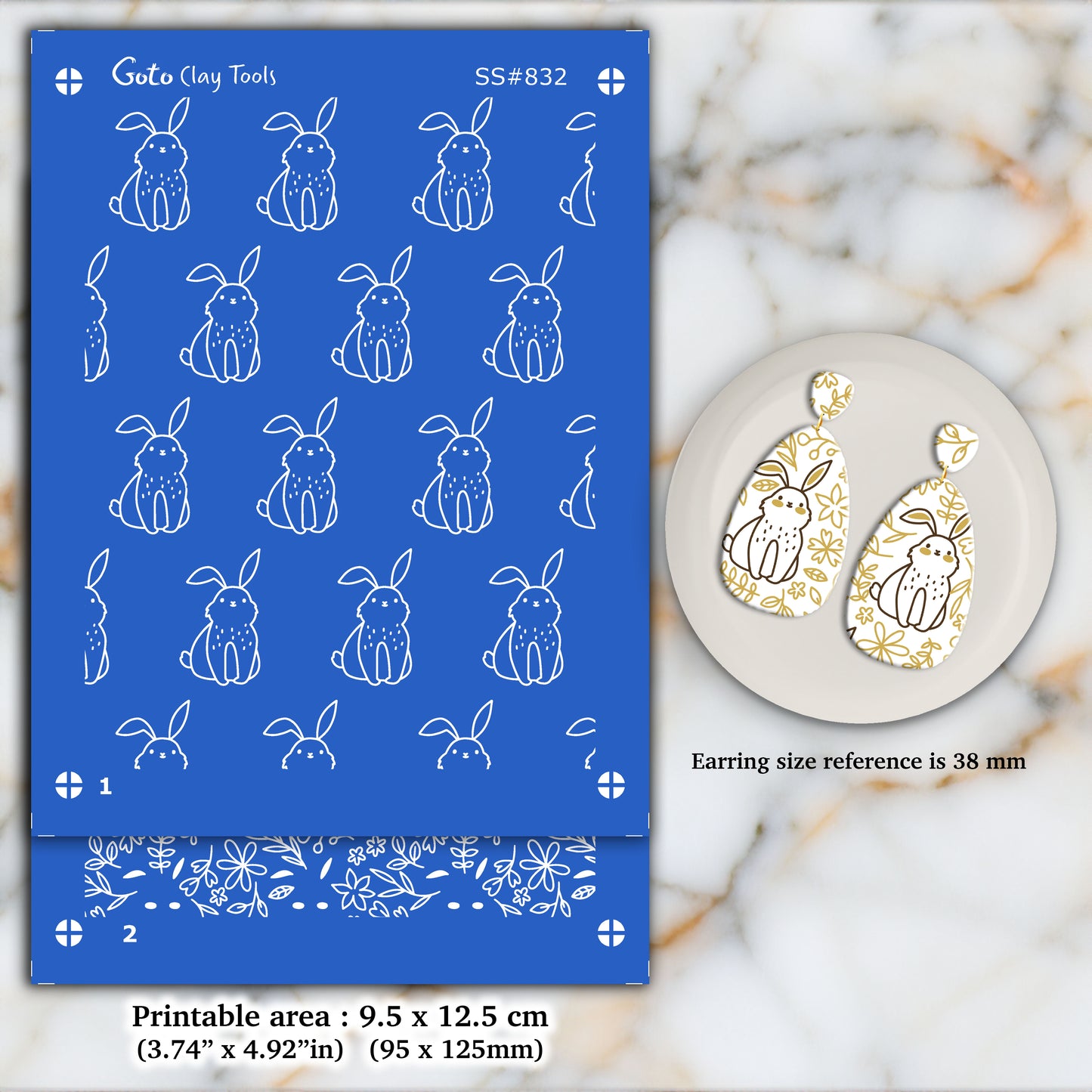 2 layers Easter Bunny Silkscreen for Polymer Clay Earring making, Clay Stencils, Clay Earring Silkscreen, Polymer Clay Supplies SS#832