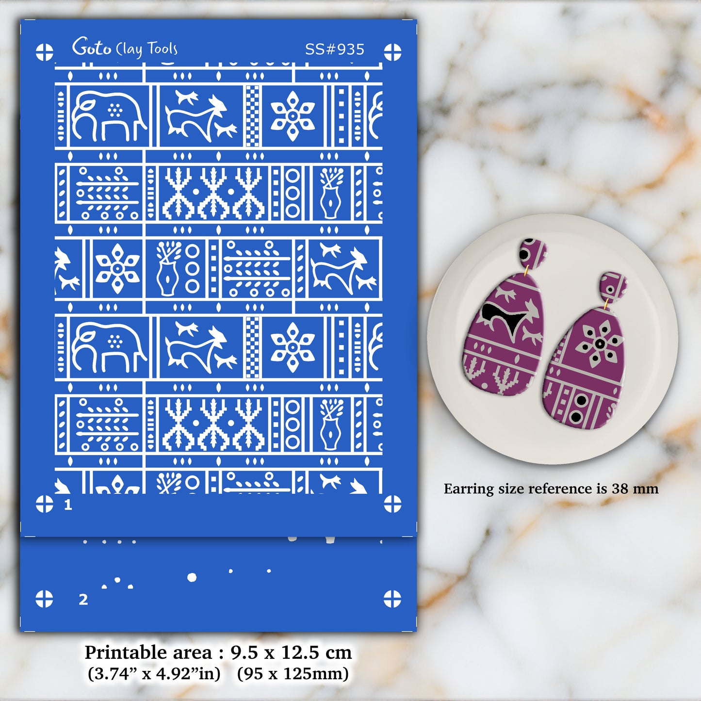 2 layers Indian style Silkscreen for Polymer Clay Earring making, Clay Stencils, Clay Earring Silkscreen, Polymer Clay Supplies SS#935