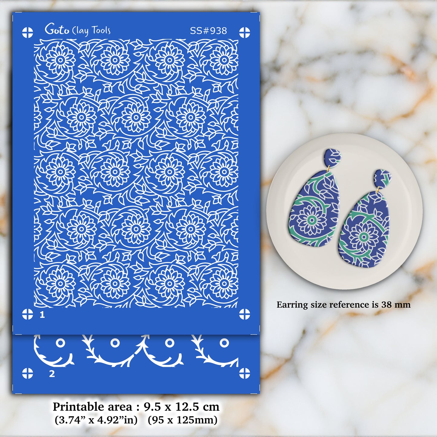 2 layers Indian style Silkscreen for Polymer Clay Earring making, Clay Stencils, Clay Earring Silkscreen, Polymer Clay Supplies SS#938