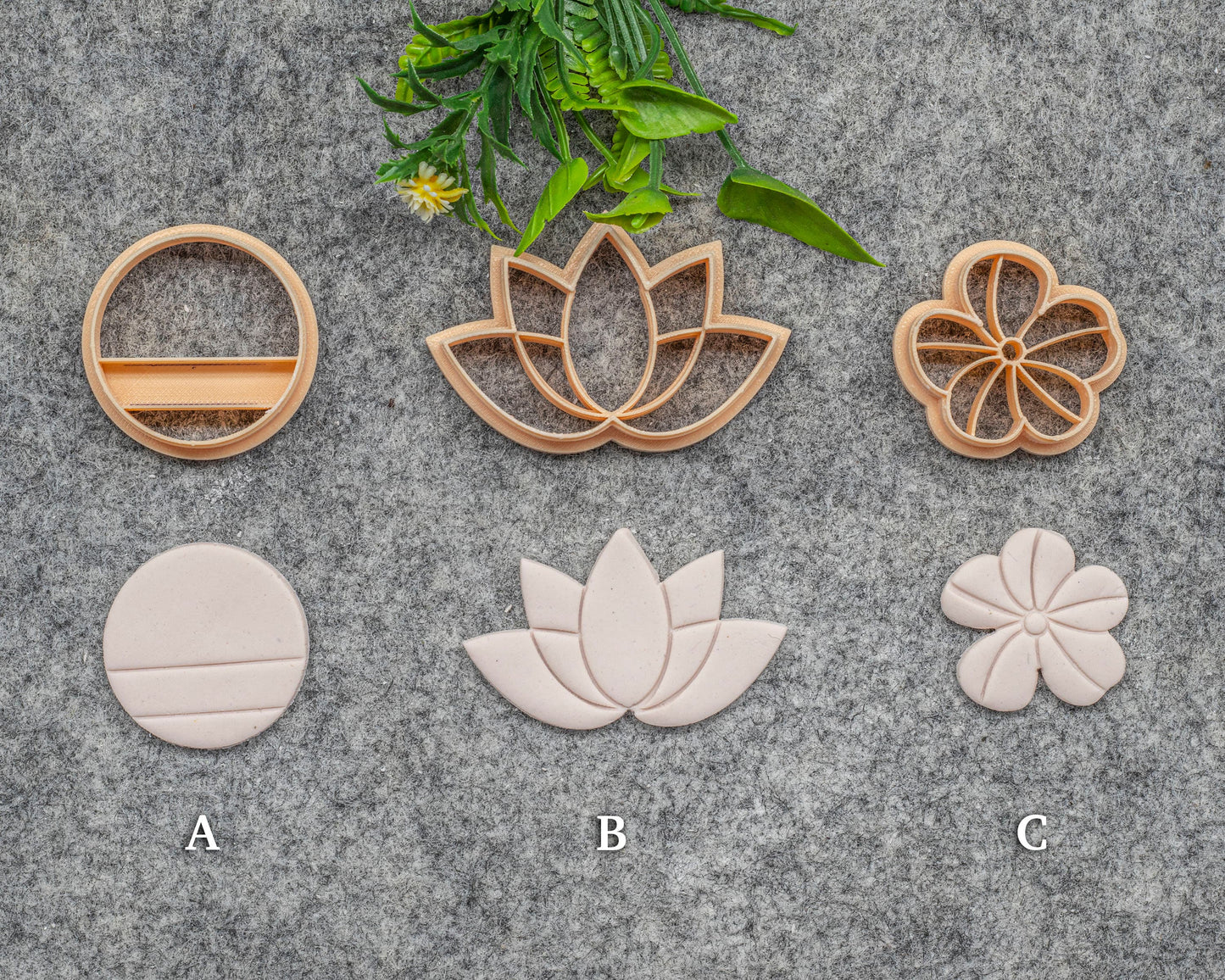 Embossed Circle, Lotus, Flower shape Polymer clay cutter, Clay earring cutters, Polymer clay tools, 3D printed cutters#629