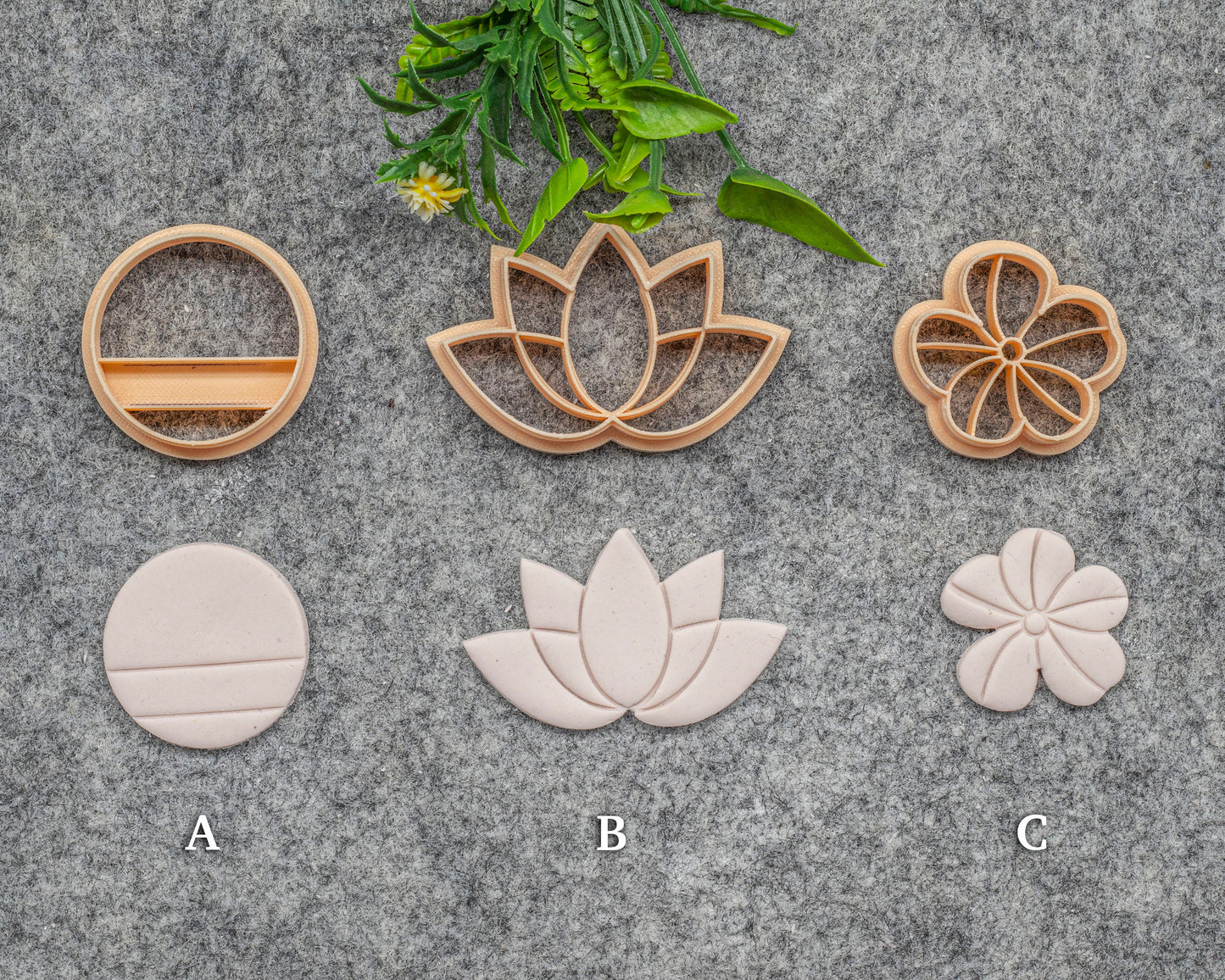 Embossed Polymer Clay Earring Cutters: Lotus, Flower, Circle - 3D Printed. #629