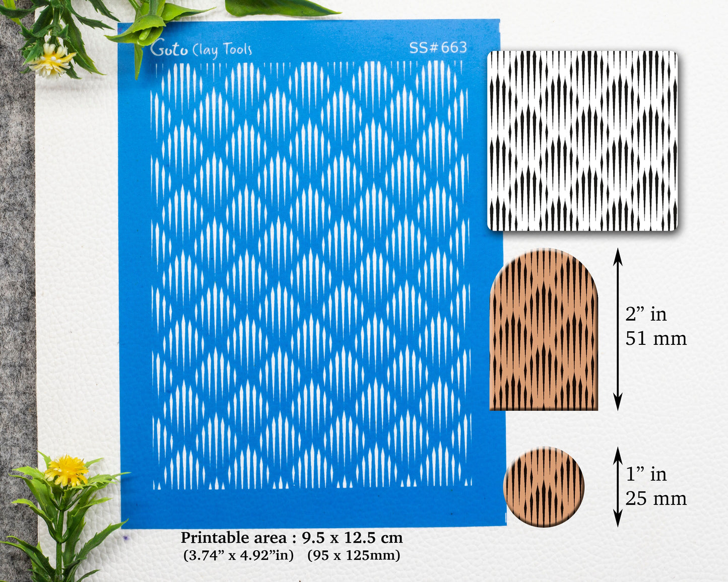 Rhombus Gradient Silkscreen for Polymer Clay Earrings: 9.5x12.5cm SS#663
