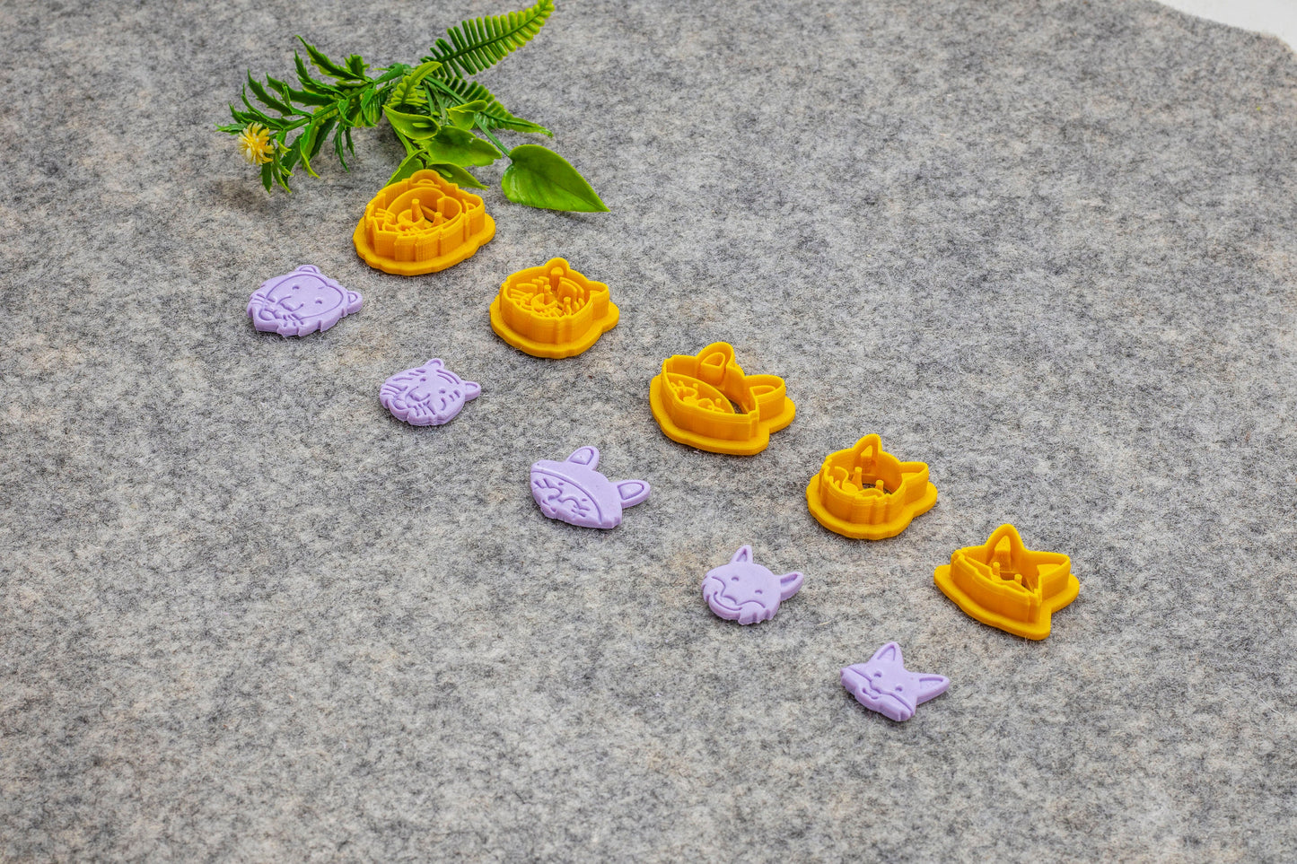 Animal Face Polymer Clay Cutters: Lion, Tiger, Fox, Cat, Panda