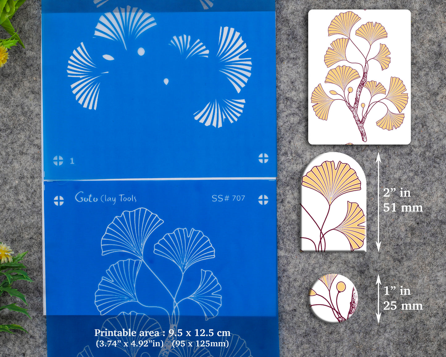 Gingko Leaf Silkscreen for Polymer Clay Earrings: Stencil for Jewelry Making SS#707
