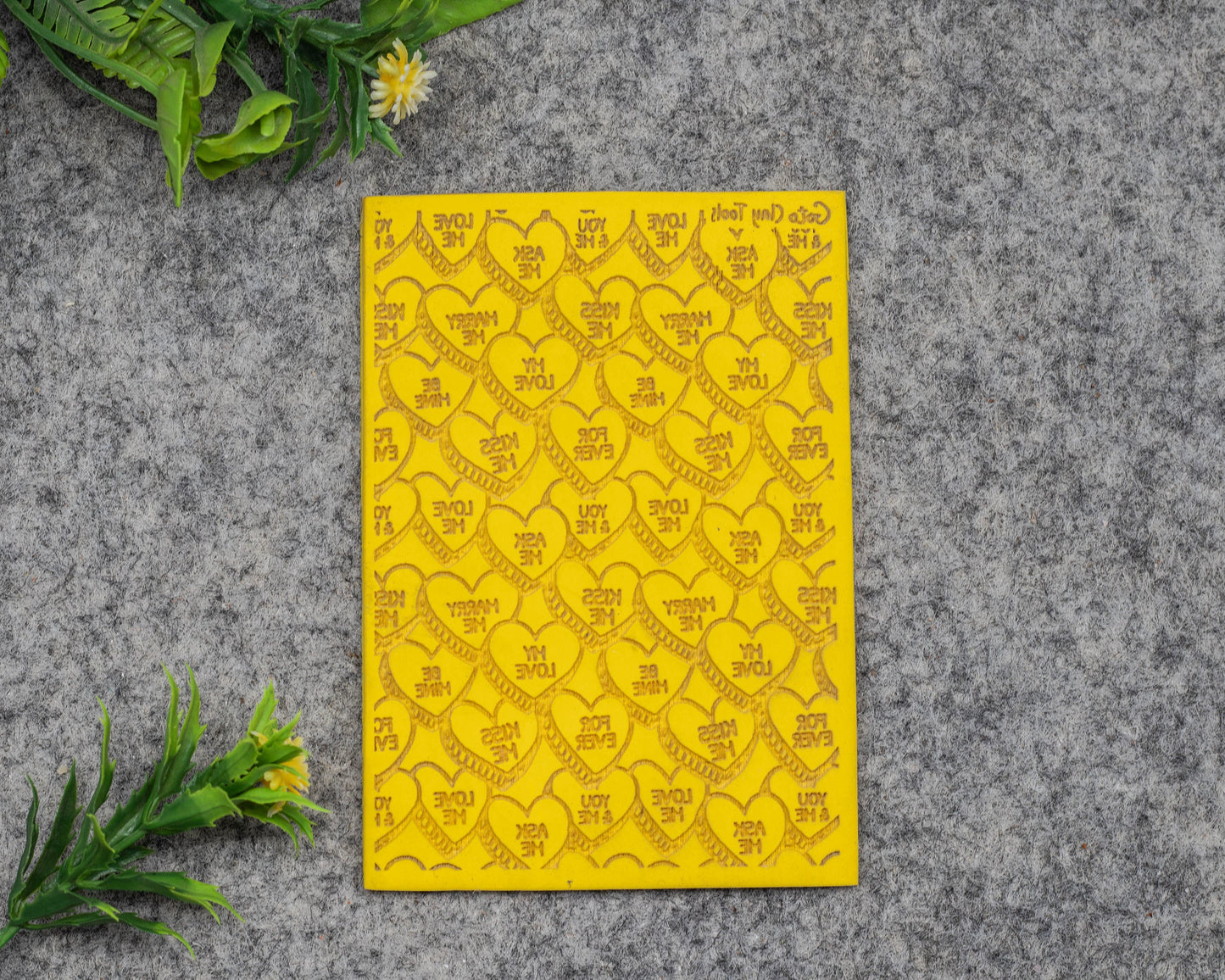 Valentine Kiss me Heart Texture mat for polymer clay, Polymer Clay Rubber Texture mat, Texture Tile mats, Fimo, Sculpey, Cernit