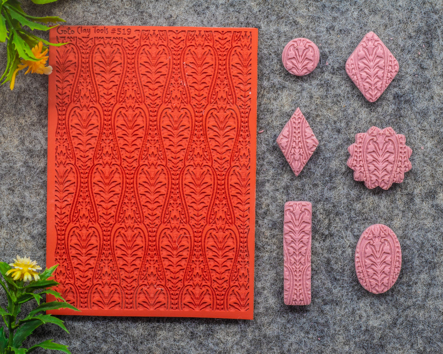 Ornamental Rubber Texture Mat for Polymer Clay Jewelry (#519)