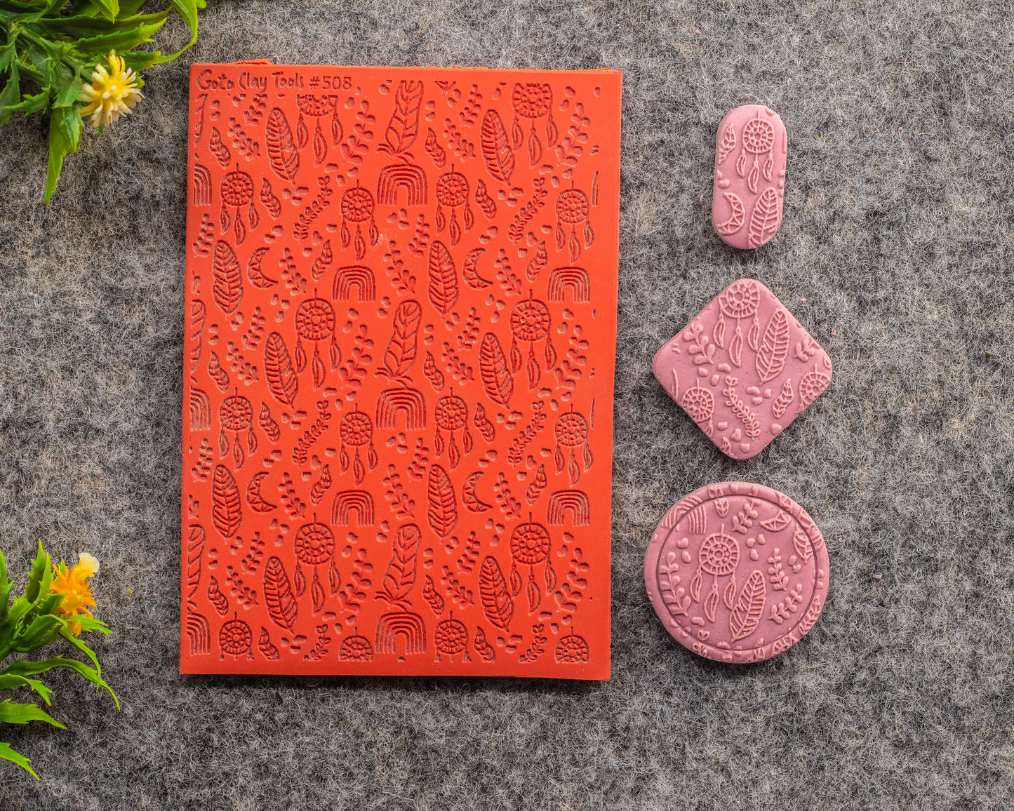 Boho Texture mat for polymer clay, Polymer Clay Rubber Texture mat, Texture Tile mats, Fimo, Sculpey, Cernit #508