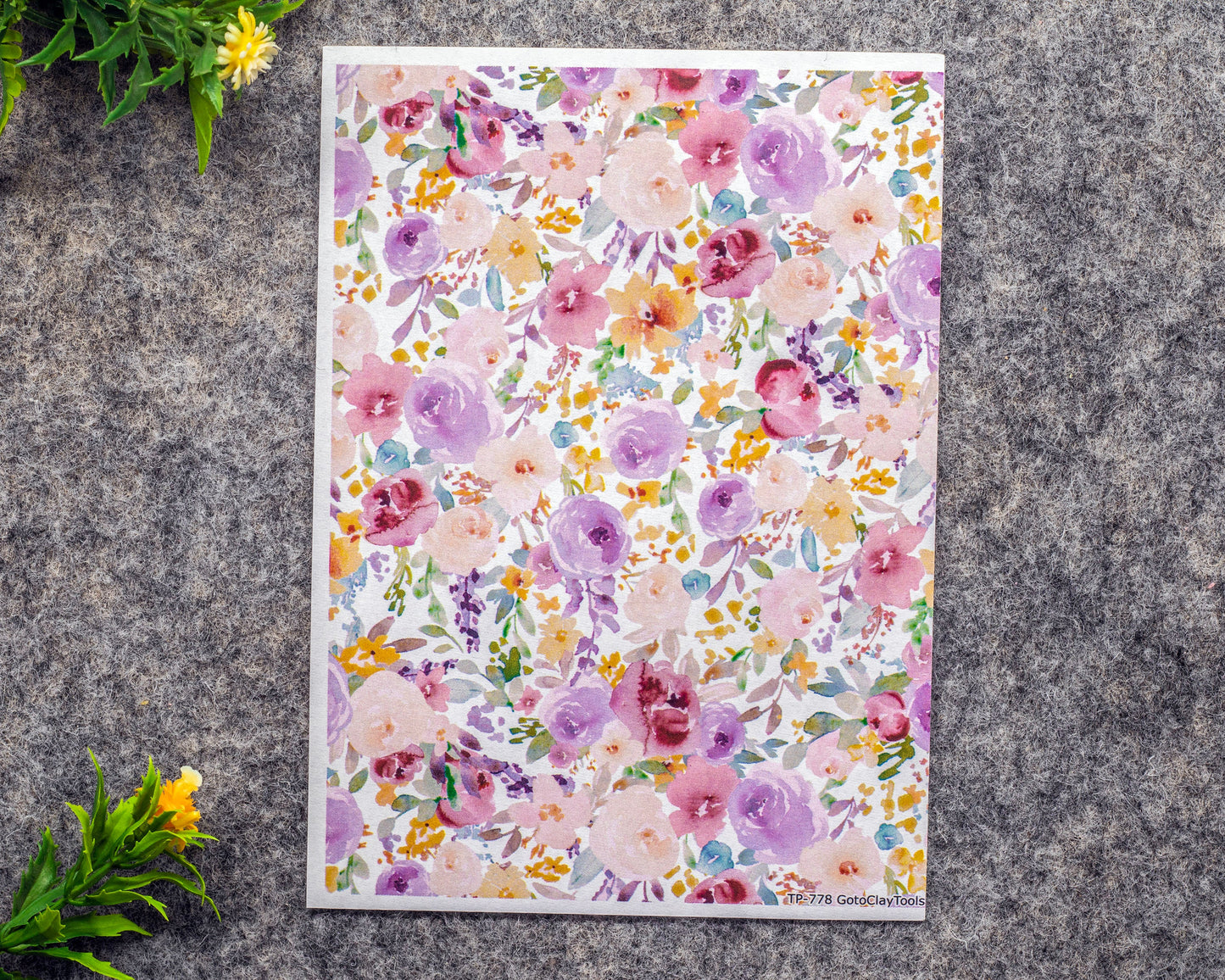 Watercolor Flowers Transfer Paper for Polymer Clay #778C