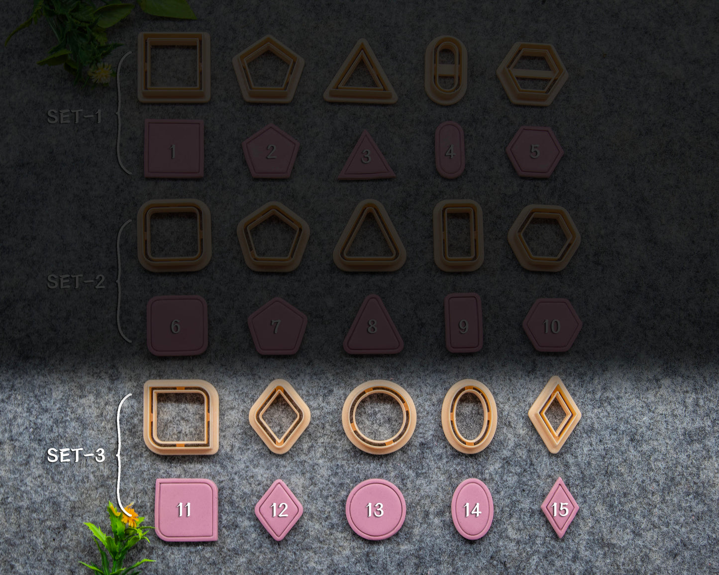 Basic Shape Polymer Clay Cutters: Circle, Square, Oval, Triangle #621