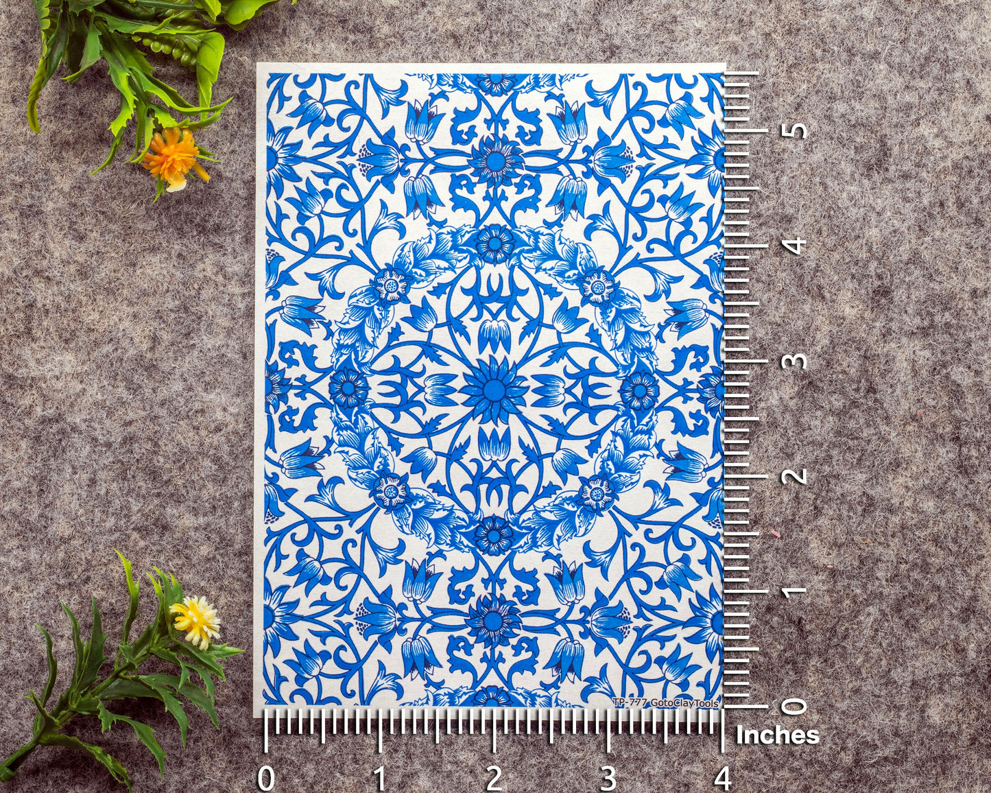 William Morris Polymer Clay Transfer Paper: Water Soluble #777-Blue