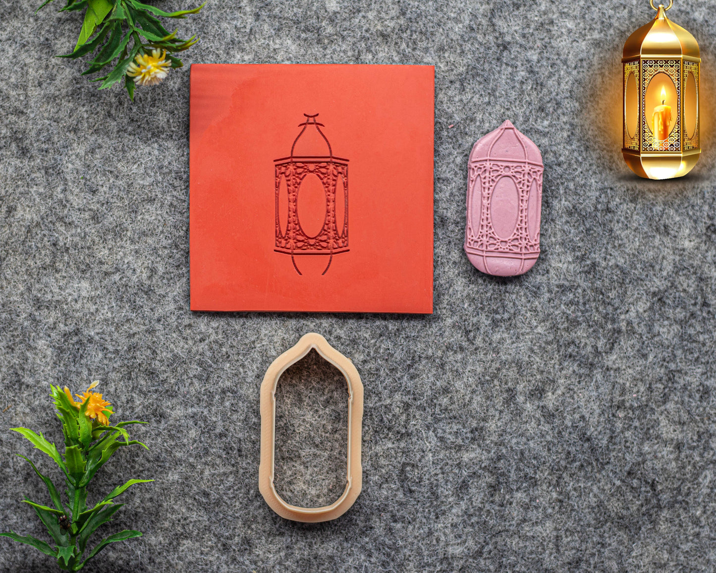 Lantern Texture mat with cutter for polymer clay, Polymer Clay Rubber Texture mat, Texture Tile mats, Fimo, Sculpey, Cernit