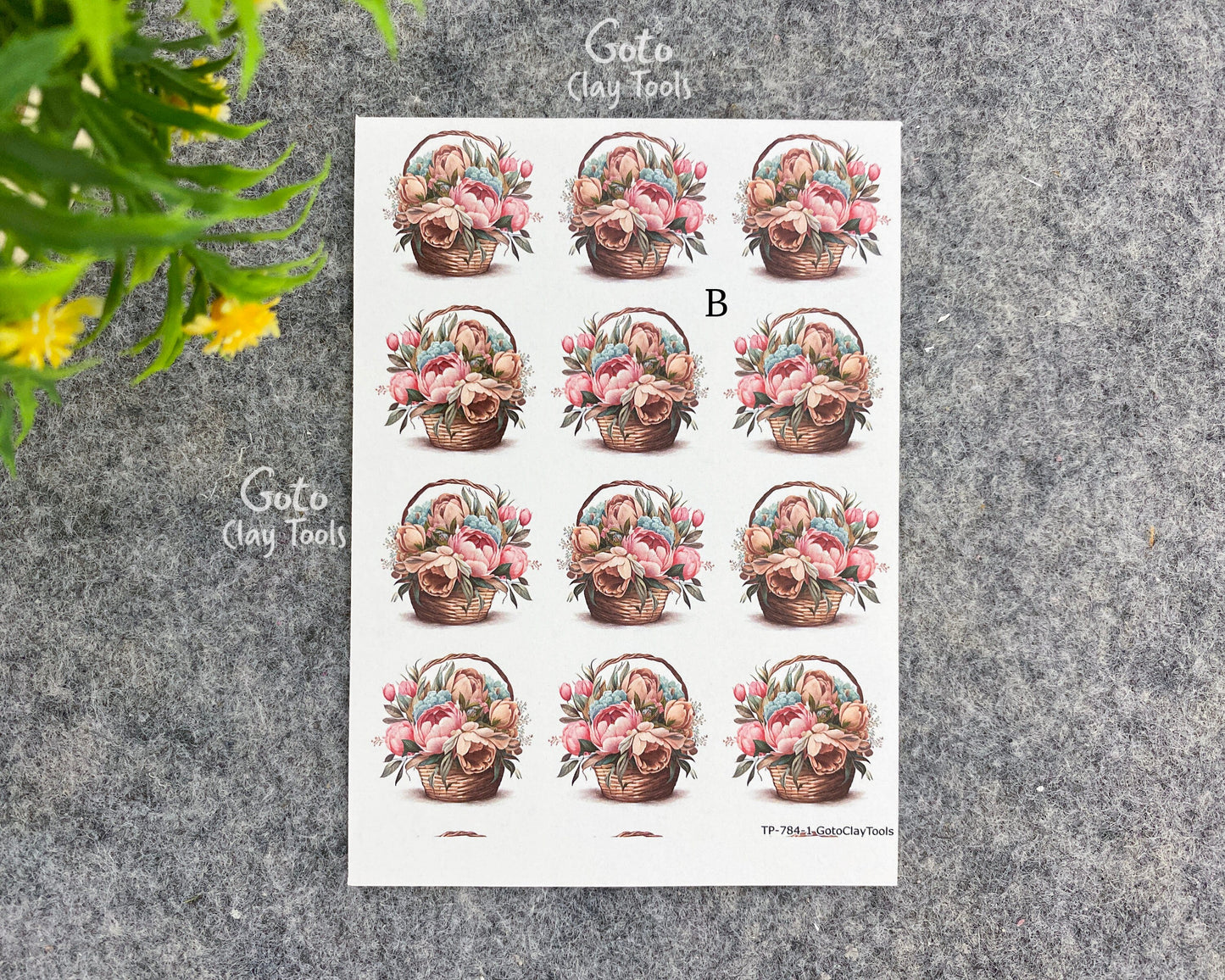 Transfer paper for polymer clay, Flower bouquets, water soluble transfer paper, polymer clay image transfers, magic transfer paper #784
