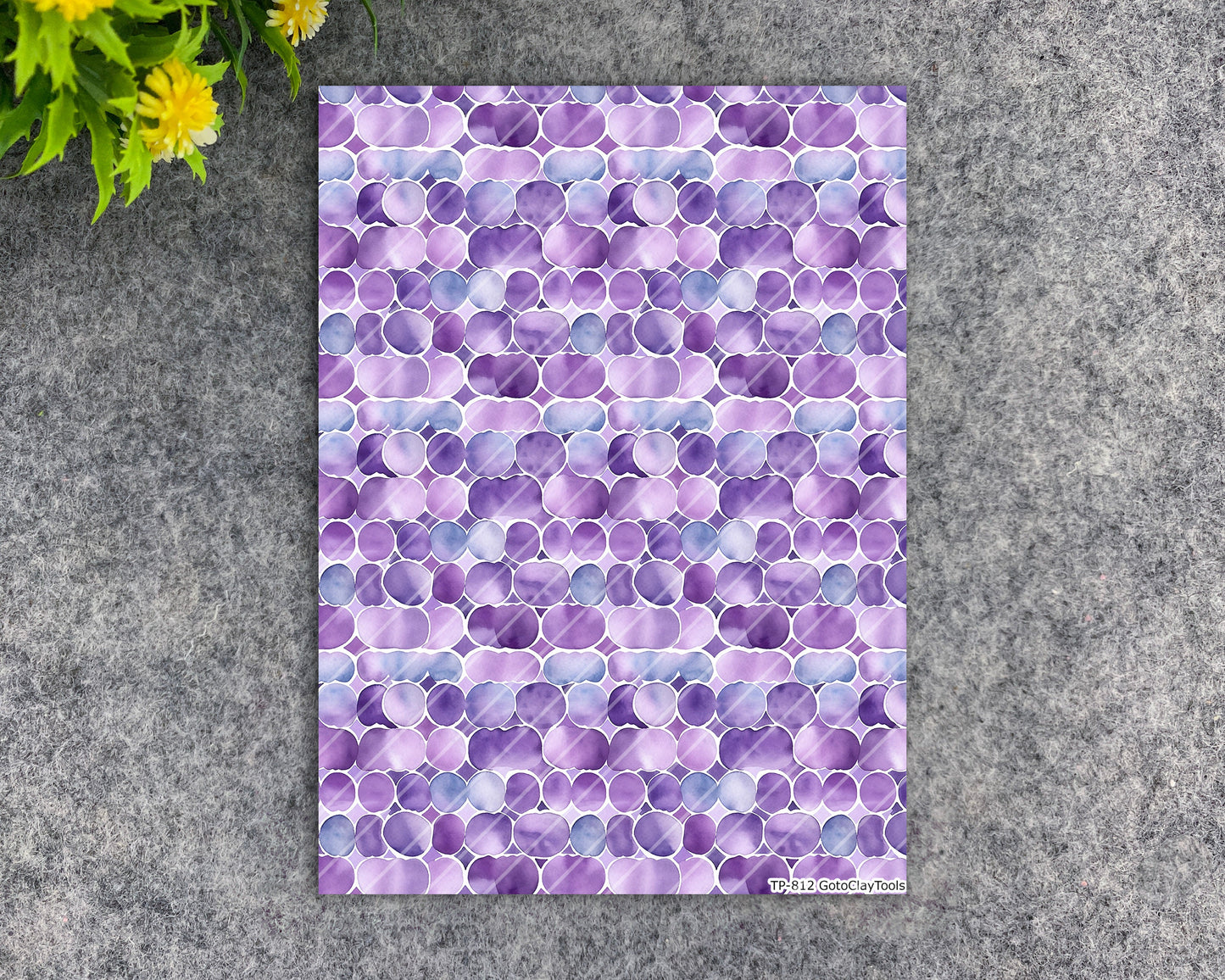 Transfer paper for polymer clay, Purple tiles, water soluble transfer paper, polymer clay image transfers, magic transfer paper #812