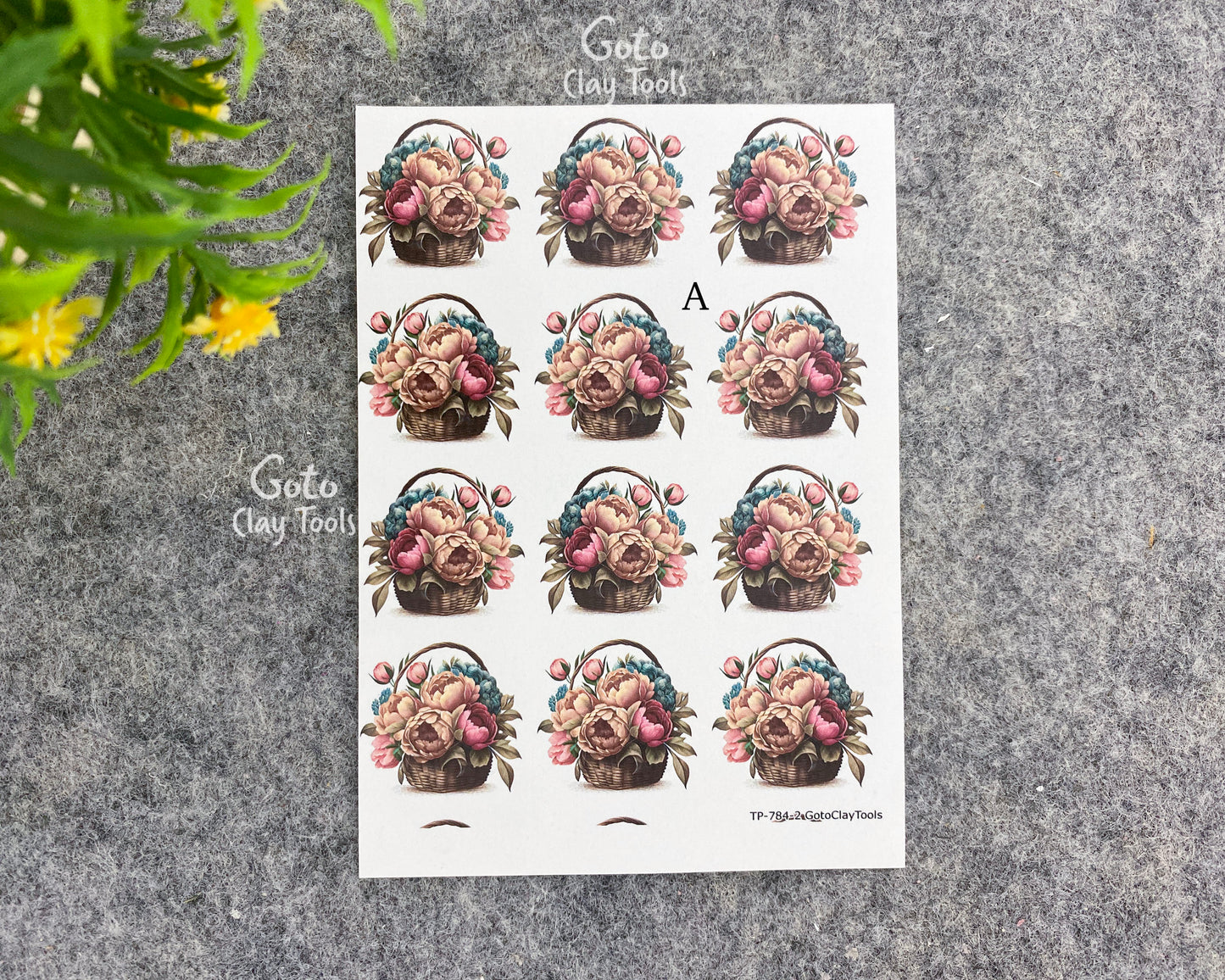 Flower Bouquet Transfer Paper for Polymer Clay (4x5.5 inches) #784