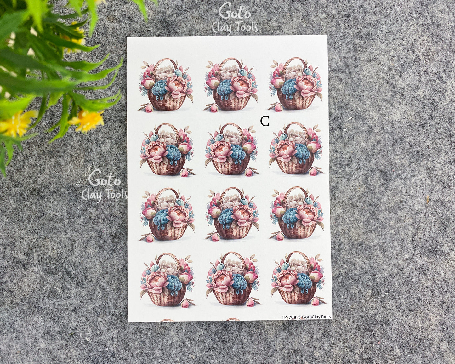 Flower Bouquet Transfer Paper for Polymer Clay (4x5.5 inches) #784
