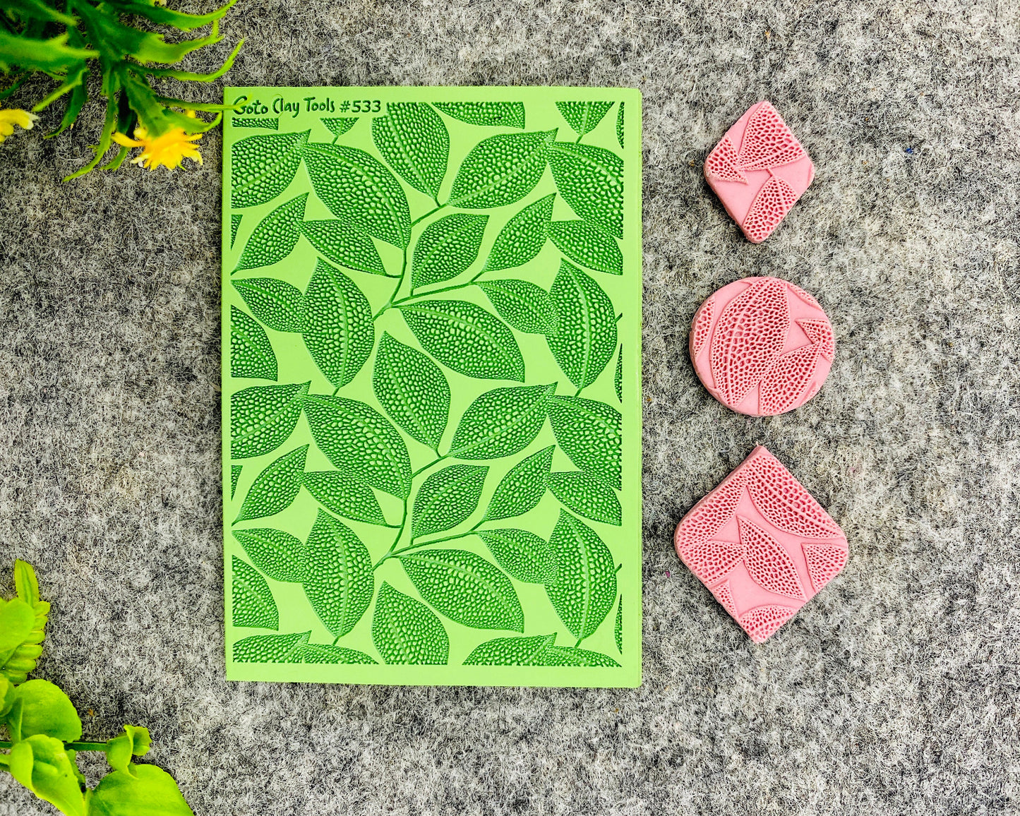 Dotted Leaves Rubber Texture Mat for Polymer Clay Jewelry #533