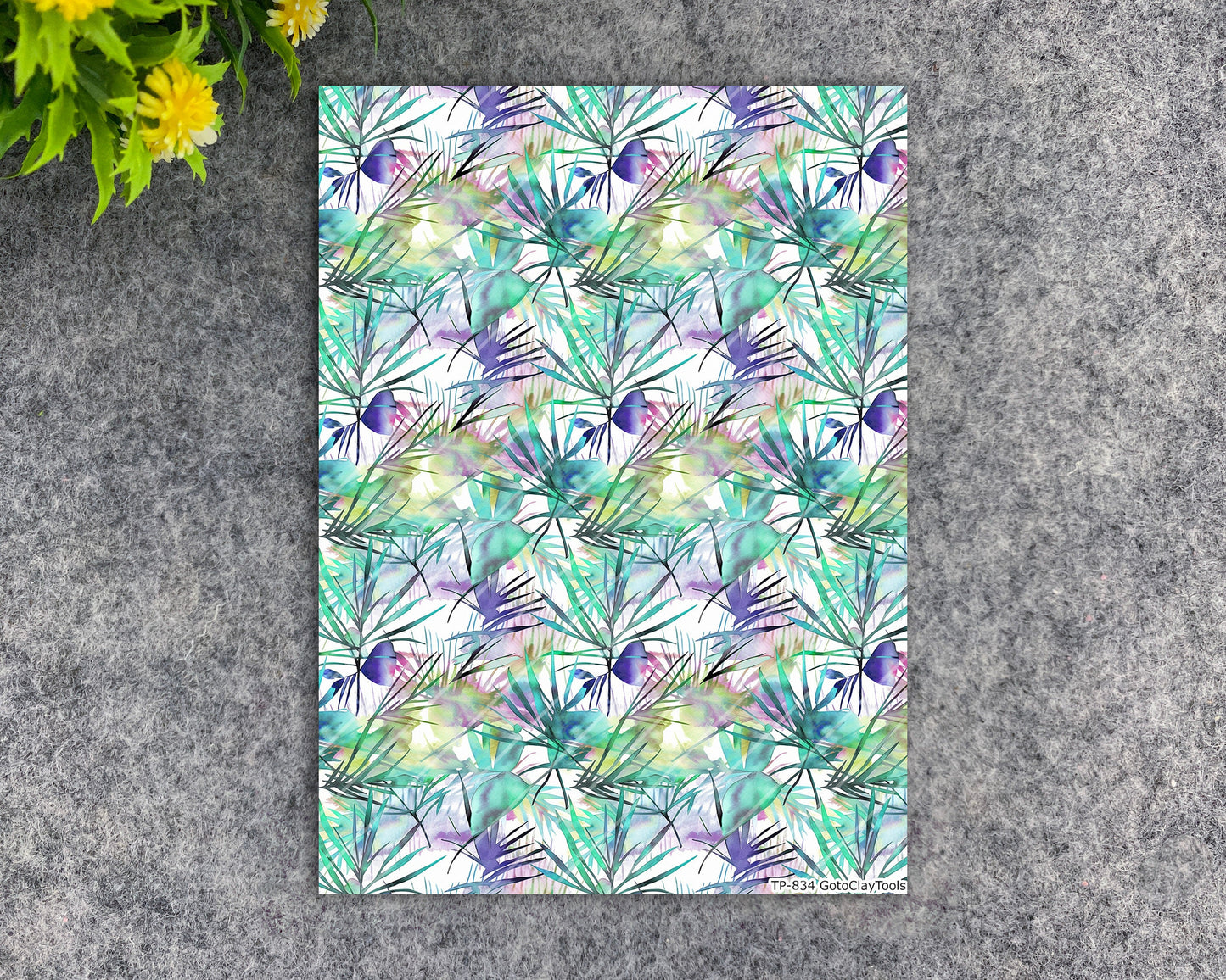 Watercolor Tropical Transfer Paper for Polymer Clay (4x5.5 inches) #834