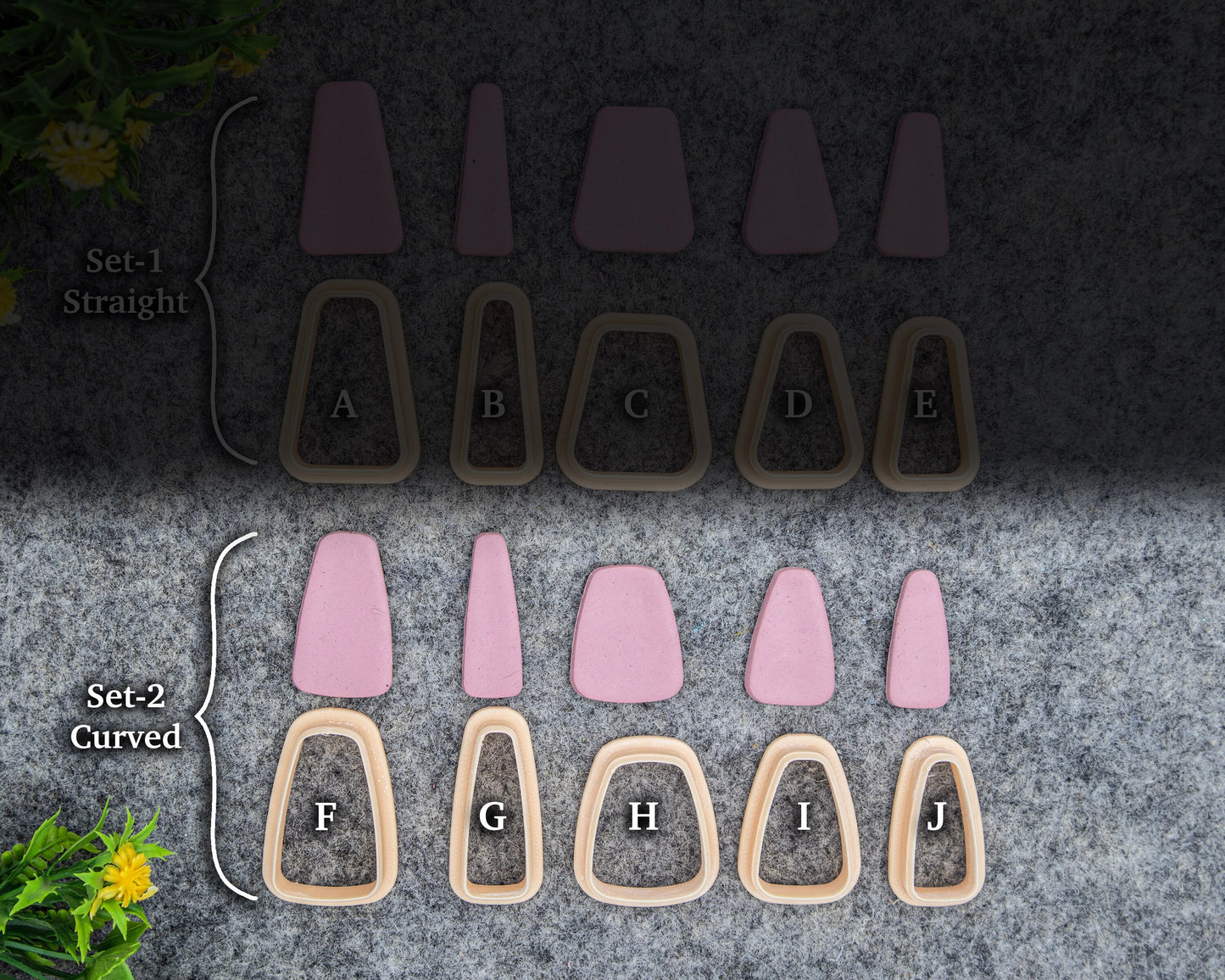 Triangle Dangle Polymer Clay Cutters: Straight & Curved Shapes #651