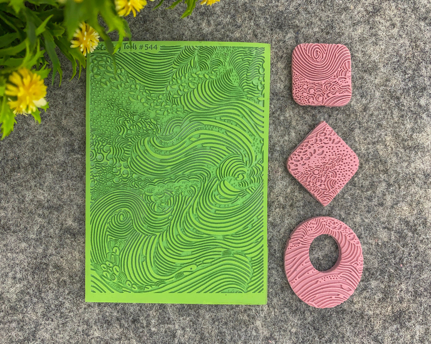 Abstract wave Texture mat for polymer clay, Polymer Clay Rubber Texture mat, Texture Tile mats, Fimo, Sculpey, Cernit #544
