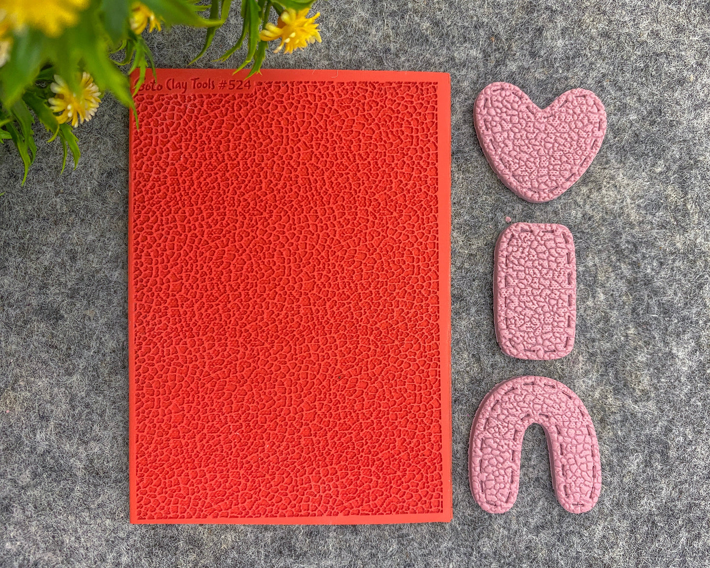 Leather Texture Mat for Polymer Clay Jewelry: Rubber Tile #524