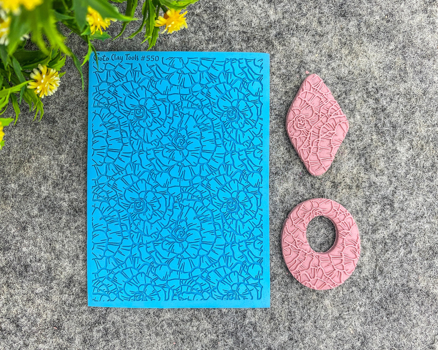 Rose Texture mat for polymer clay, Polymer Clay Rubber Texture mat, Texture Tile mats, Rubber Texture Sheet #550