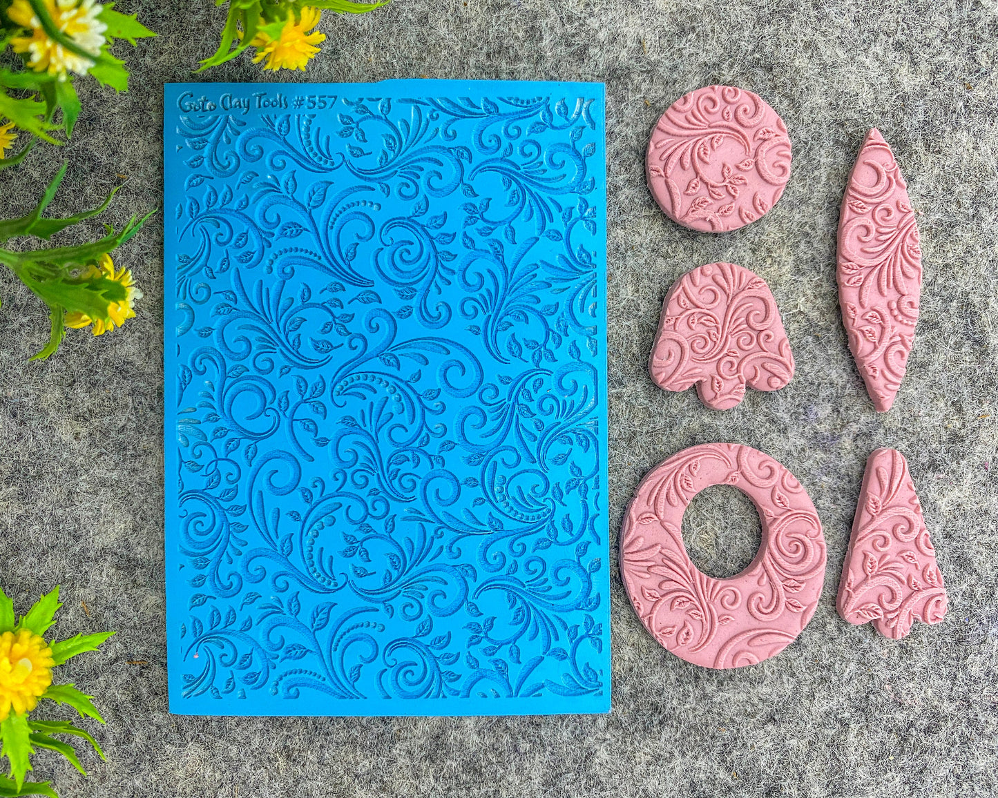 Ornamental Rubber Texture Mat for Polymer Clay Jewelry (#557)