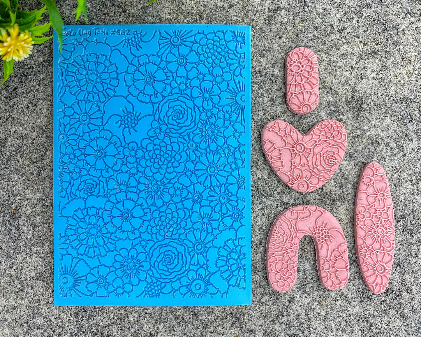 Floral Texture mat for polymer clay, Polymer Clay Rubber Texture mat, Texture Tile mats, Rubber Texture Sheet #562