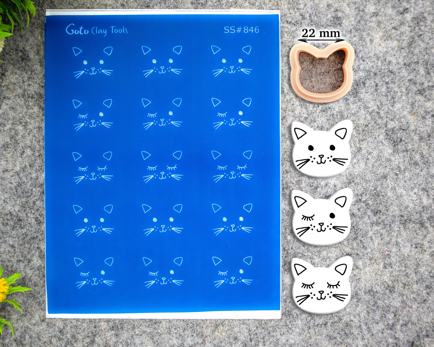 Cat Face Silkscreen for Polymer Clay Earrings: Jewelry Making Stencil SS#846