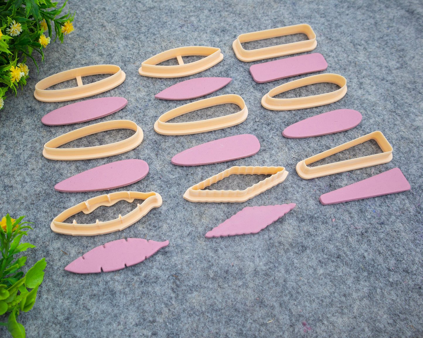 Barrette Clay Cutters: Ellipse, Oval, Leaf, Rectangle Shapes #648