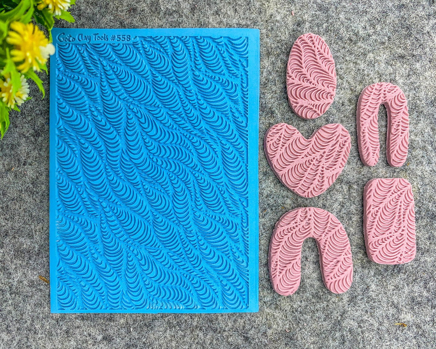 Waves Texture Mat for Polymer Clay: Rubber Texture Sheet #558