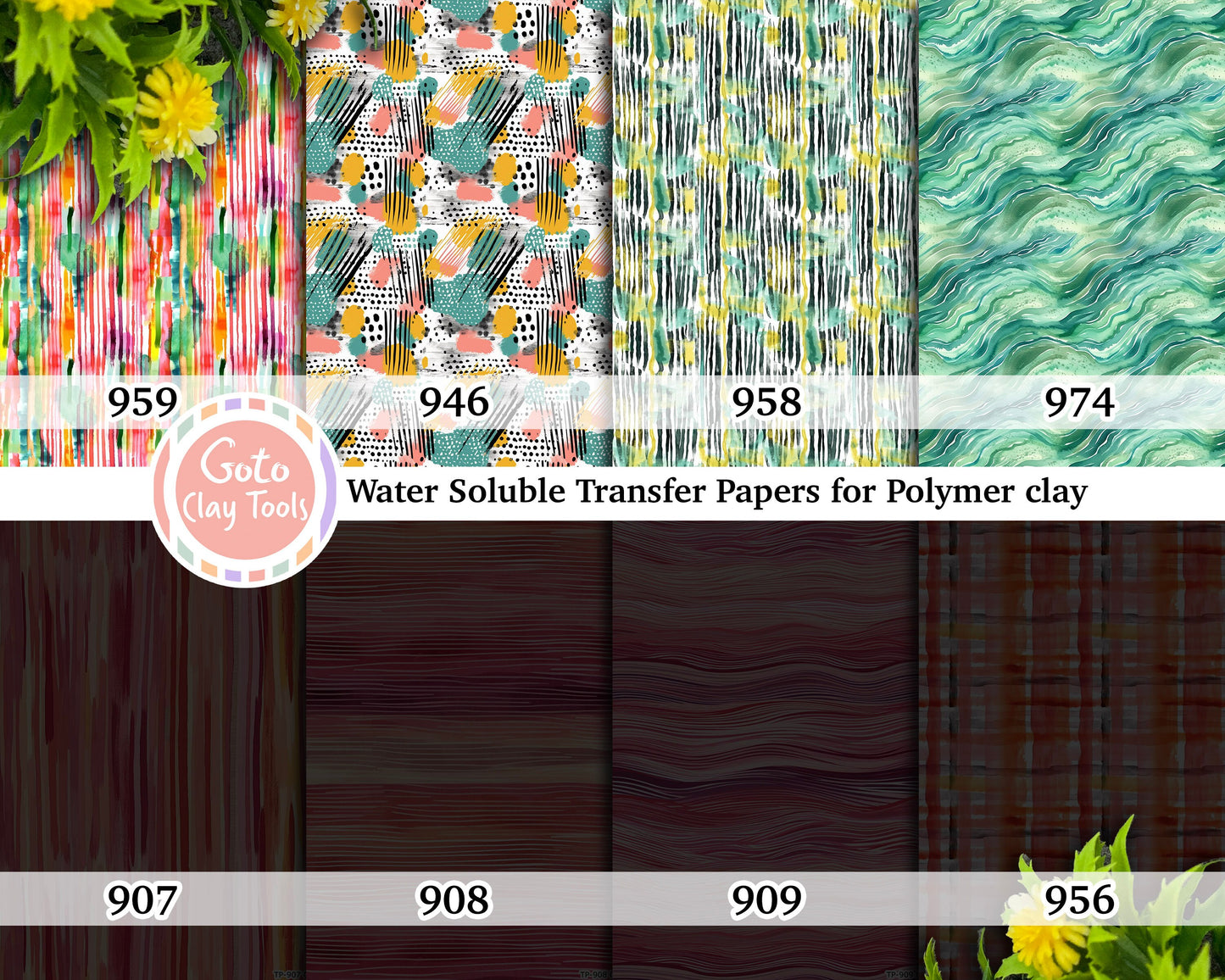 Water soluble Transfer paper for polymer clay, Watercolor Stripes Stripes patterns, polymer clay image transfers, magic transfer paper
