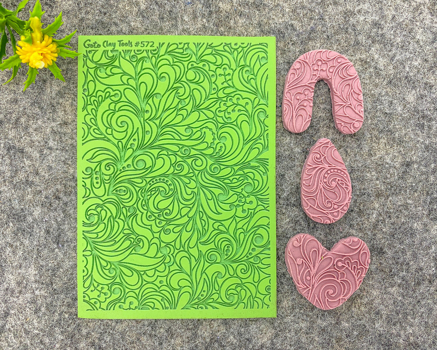 Ornamental Vine Texture mat for polymer clay, Polymer Clay Rubber Texture mat, Texture Tile mats, Fimo, Sculpey, Cernit #572