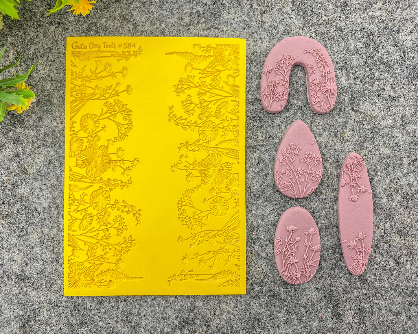 WILD FLOWERS Texture mat for polymer clay, Polymer Clay Rubber Texture mat, Texture Tile mats, Fimo, Sculpey, Cernit #584