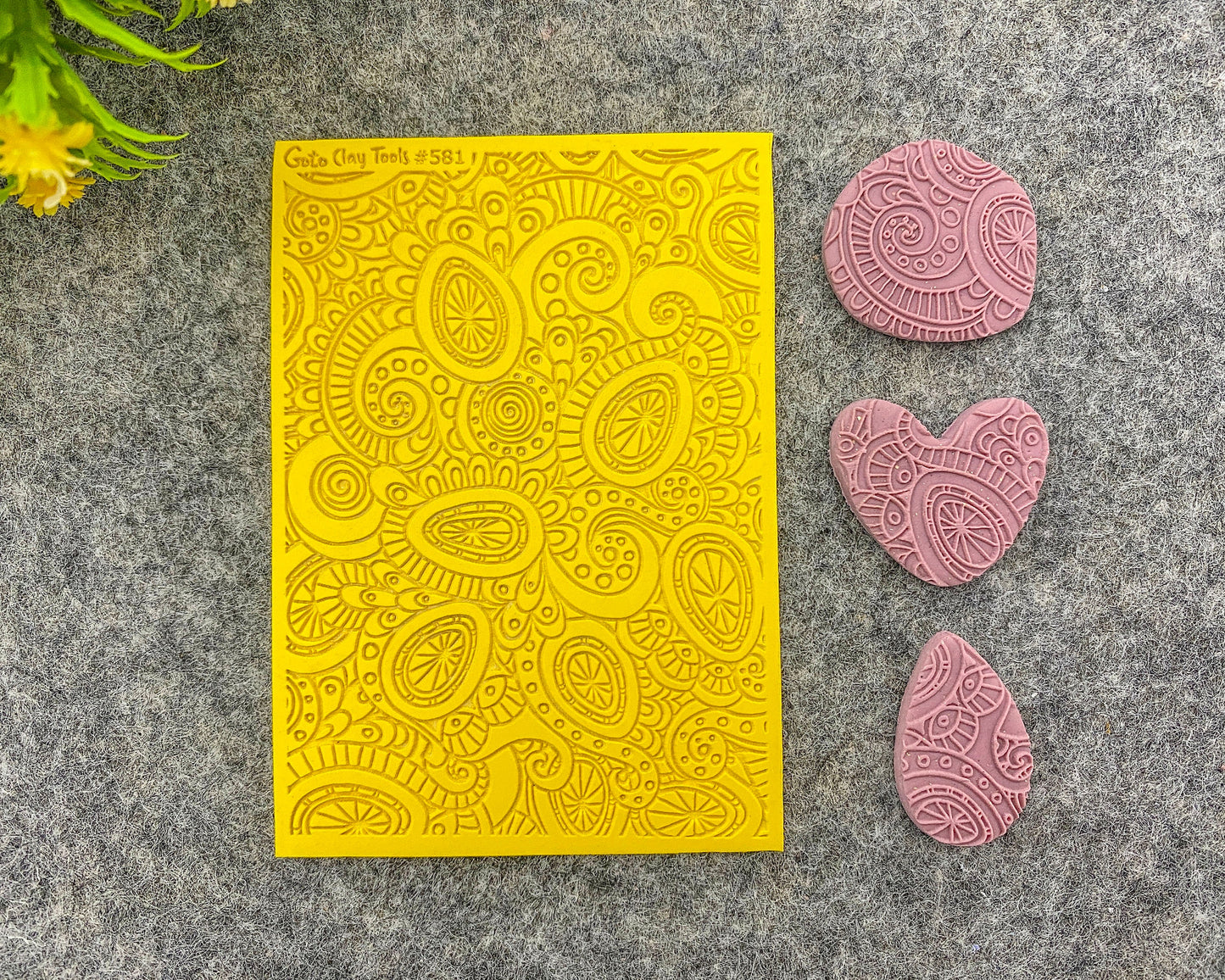 Doodle Rubber Texture Mat for Polymer Clay Jewelry (#581)