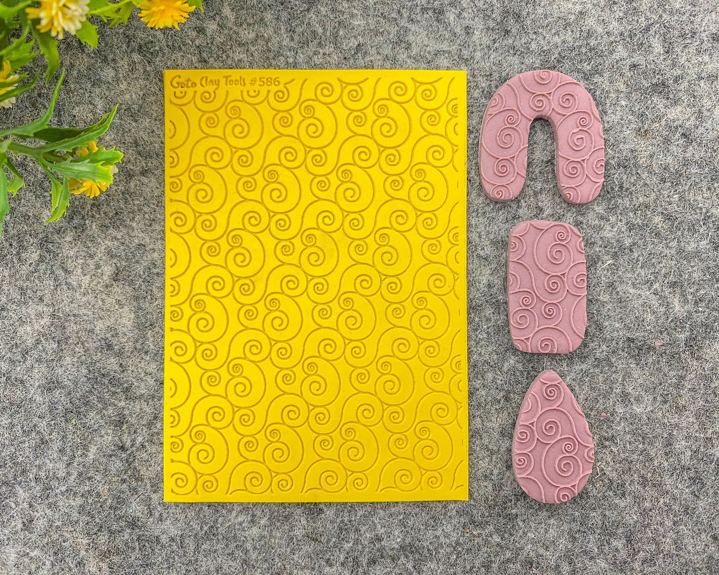 SPIRAL Texture mat for polymer clay, Polymer Clay Rubber Texture mat, Texture Tile mats, Fimo, Sculpey, Cernit #586