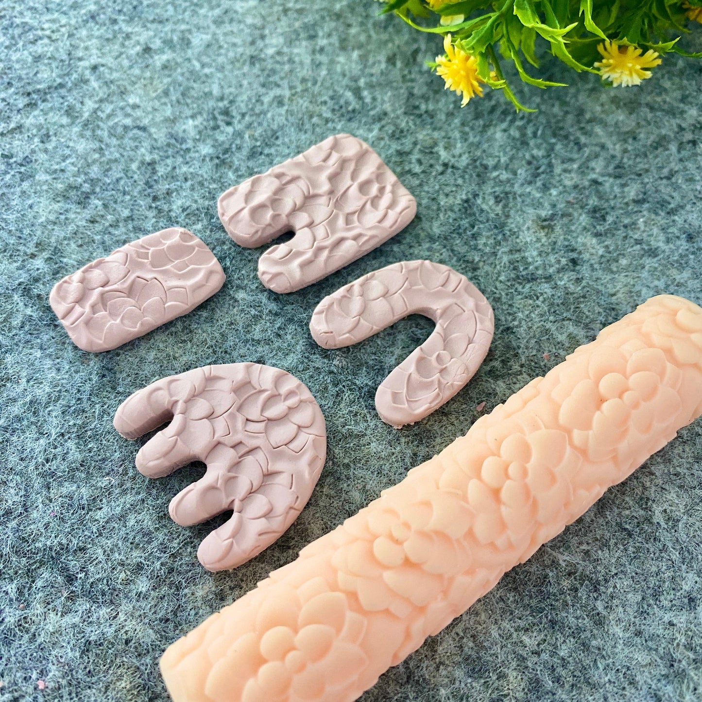 Floral Clay Texture Roller: Resin Polymer Clay Tool #108