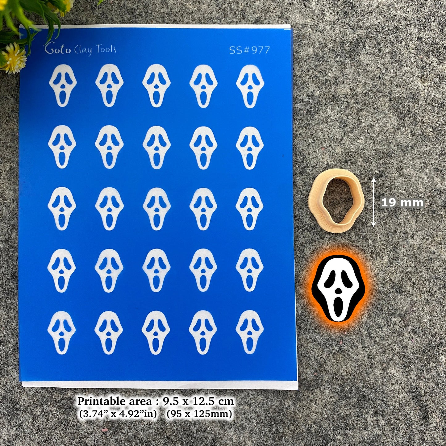 Halloween Ghost Silkscreen for Polymer Clay Earrings: 9.5x12.5cm SS#977