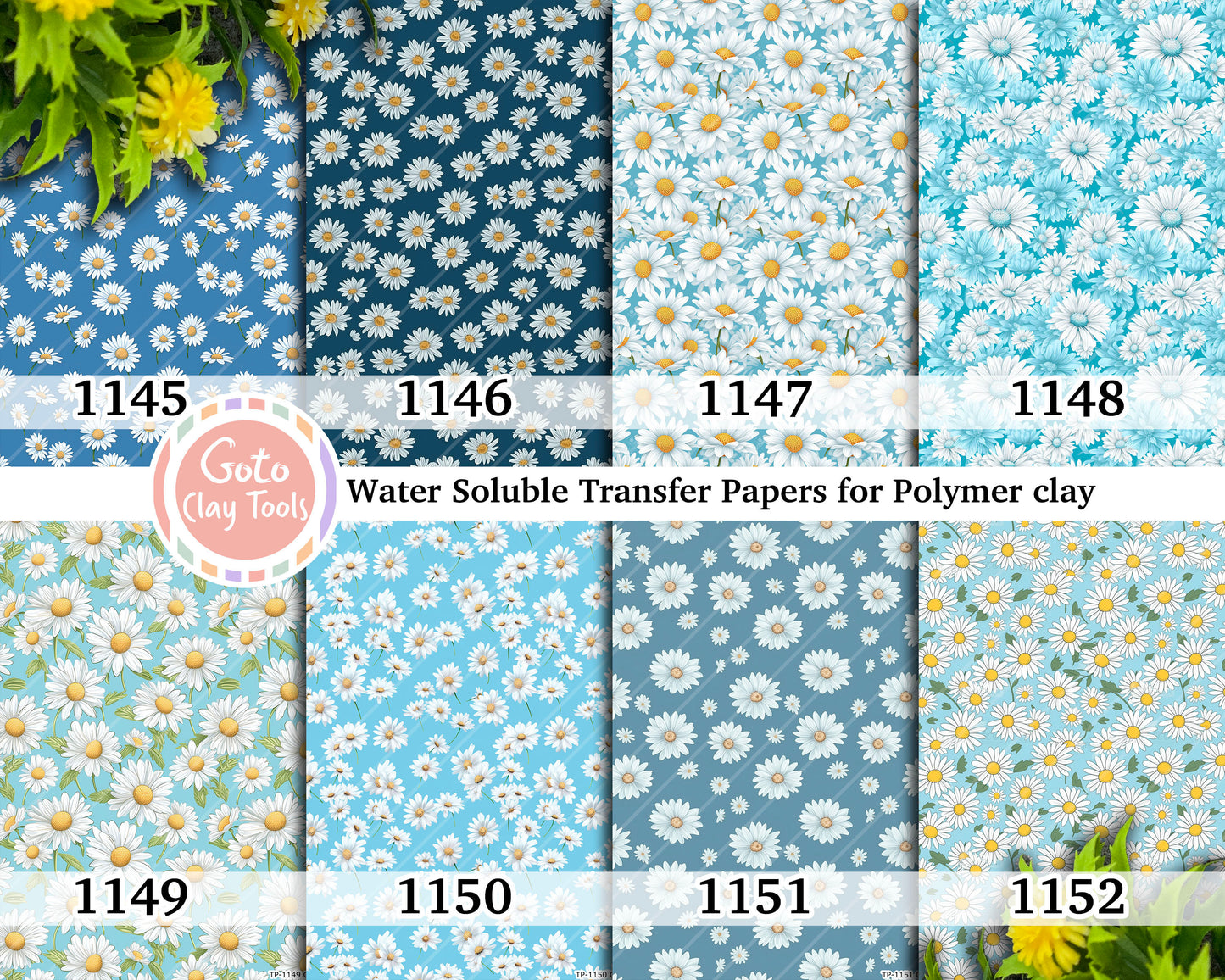Blue Daisy Transfer Paper for Polymer Clay: Water Soluble 4x5.5"