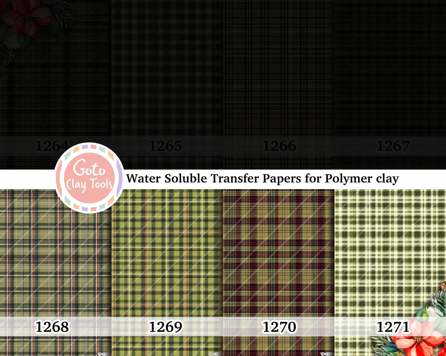 Green Plaid Polymer Clay Image Transfers: Water Soluble Paper (4x5.5 in)