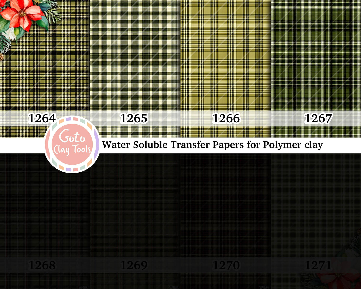Green Plaid Polymer Clay Image Transfers: Water Soluble Paper (4x5.5 in)