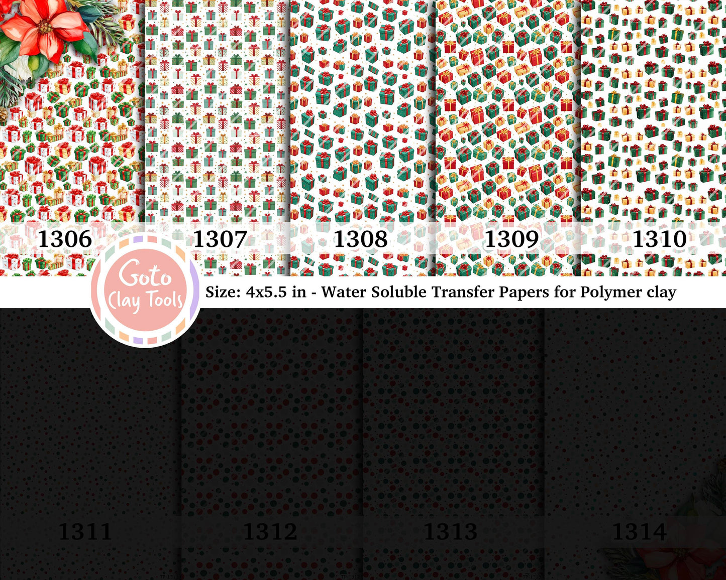 Christmas Polymer Clay Transfer Paper: Water Soluble (4x5.5 inches)