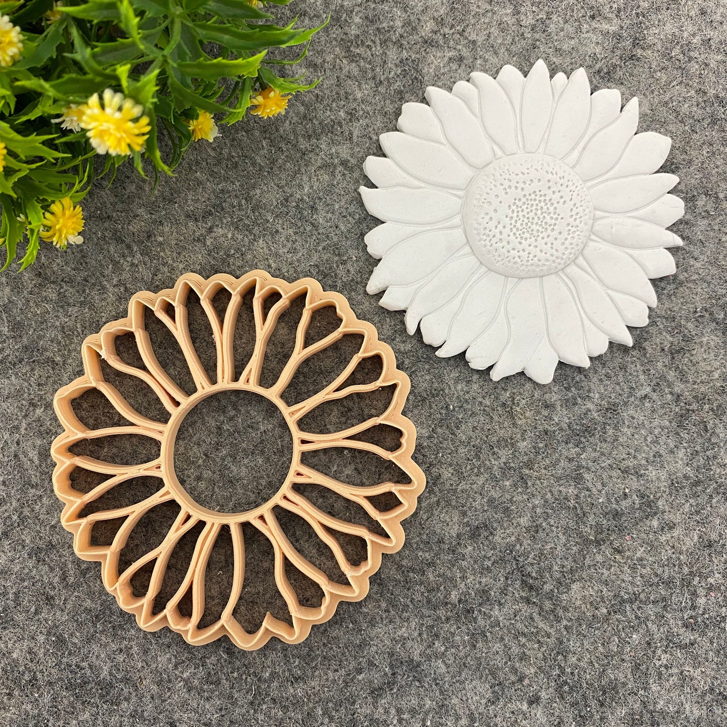 Sunflower Trinket Dish Clay Cutter: 4-inch Polymer Clay Tool #679