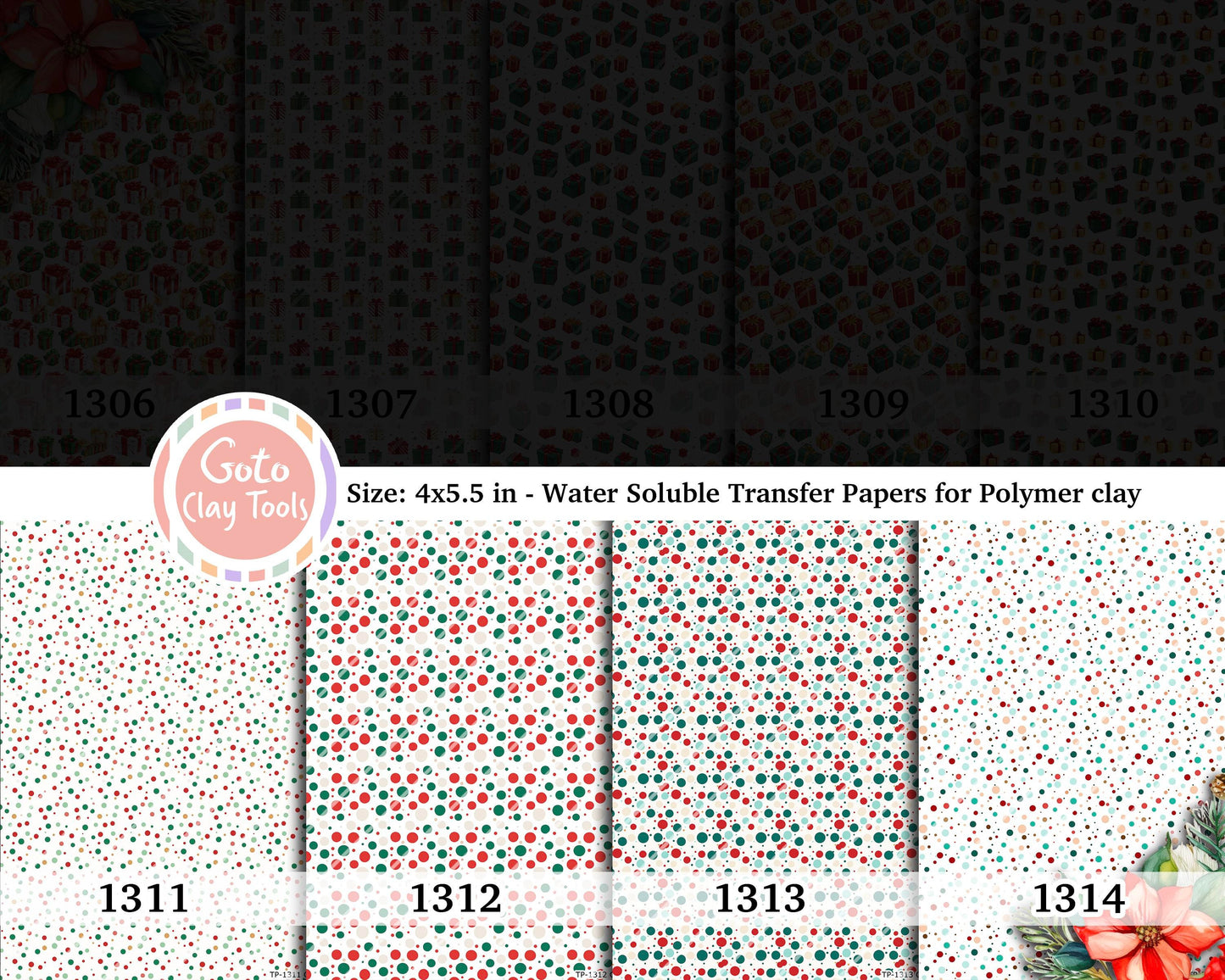 Christmas Polymer Clay Transfer Paper: Water Soluble (4x5.5 inches)