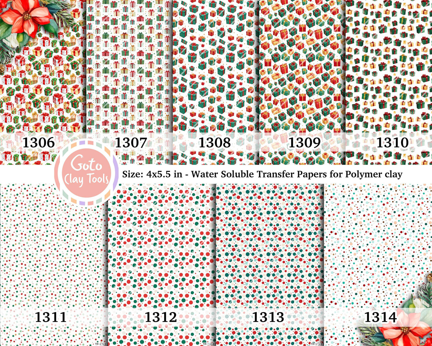 Christmas Polymer Clay Transfer Paper: Water Soluble (4x5.5 inches)